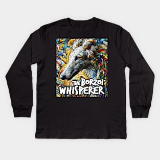 The borzoi whisperer. I love borzois. Kids Long Sleeve T-Shirt